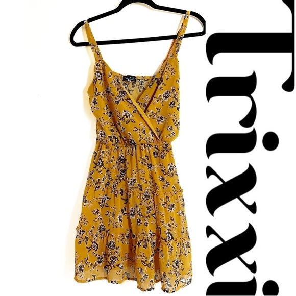 TRIXXI Women’s Yellow Floral Dress - Small - Picture 1 of 10